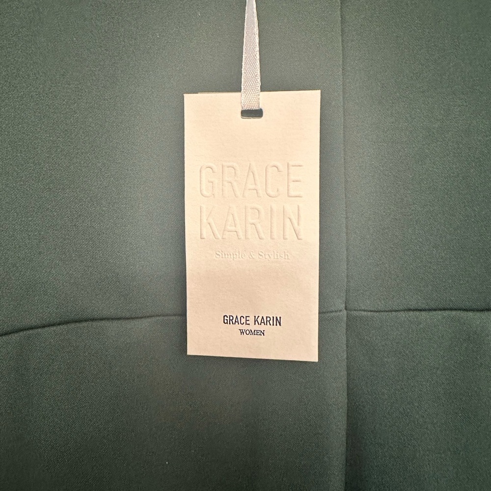 NWT Grace Karin Green Sheath Midi Dress V-neck Sleeveless - Picture 3 of 7